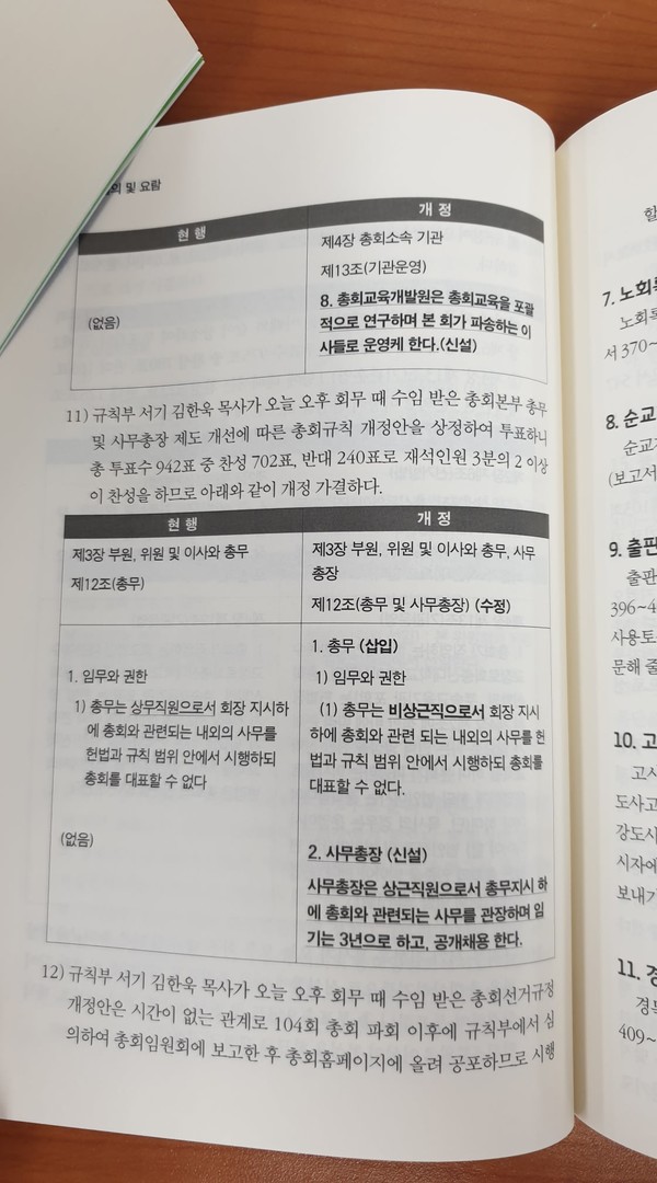 *사진 4) 관련한 규칙개정사항(104회 촬요)