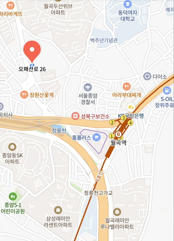 생명의 전화 위치 - 성북구 오패산로 26.(성북구 하월곡동), 전철은 월곡역에서 가깝다. 