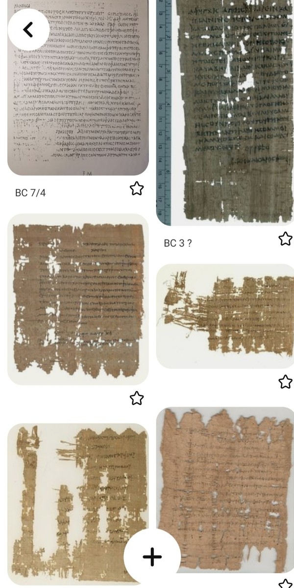  지금부터 아래에 있는 사진들은 이미 pinterest의 보드들에 공개된 자료들의 복사들입니다. 내가 파피루스들에 대해서 공개된 예들도 보드들 안에 많이 있습니다. 1세기 2세기 성경 파피루스들을 포함하여 1세기 다른 문서, 문헌 파피루스들 등 많은 자료들이 공개되어 있습니다. P46이나 창세기 23장 연구에 관련된 아스몰리안 박물관 파피루스 보관 고서장(R.A.Coles !!)이나 파피루스 전문가들, 사본 전문가들, 신학자들의 편지들 및 그 당시 Biblica 편집인들의 마지막 출판 통지 편지 등이 이미 같은 pinterest에 모두 공개되어  있기 때문에 참조하시도록 화면의 일부들 입니다. 