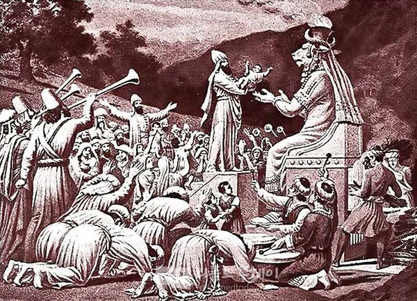  언약을 어기고 사탄을 숭배하는 니므롯의 후예들, 염소상은 동물과 혼합한 인간상이다. 