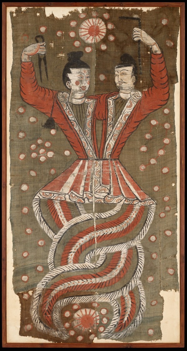 국립중앙박물관에 소장된 '복희 여와도'다.